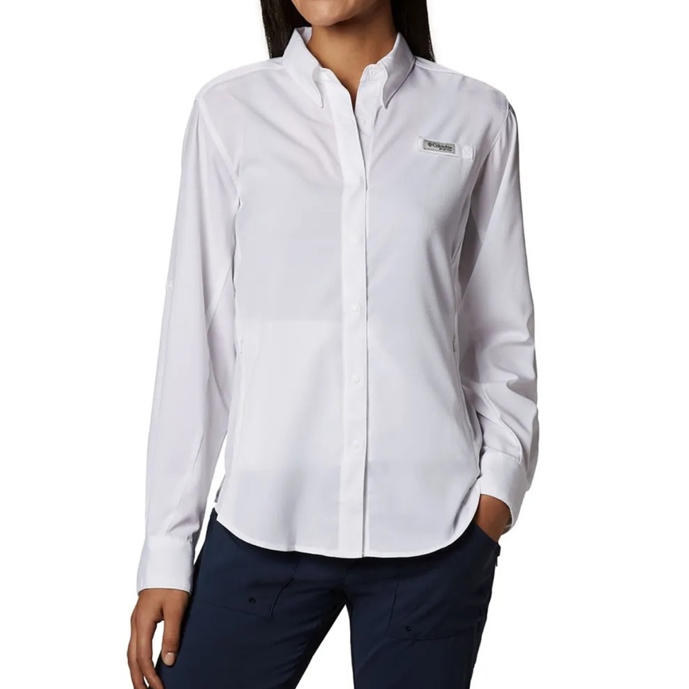 Columbia Equestrian White Button-Up Shirt